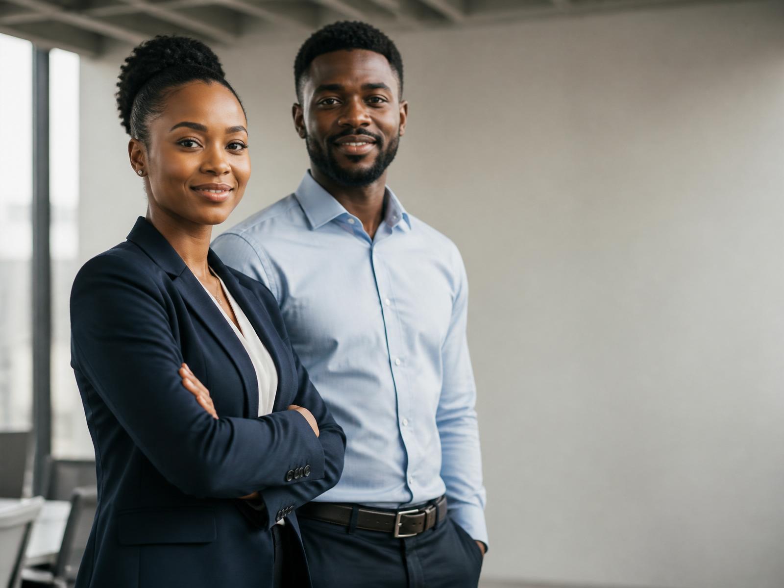 Confident African professionals collaborating